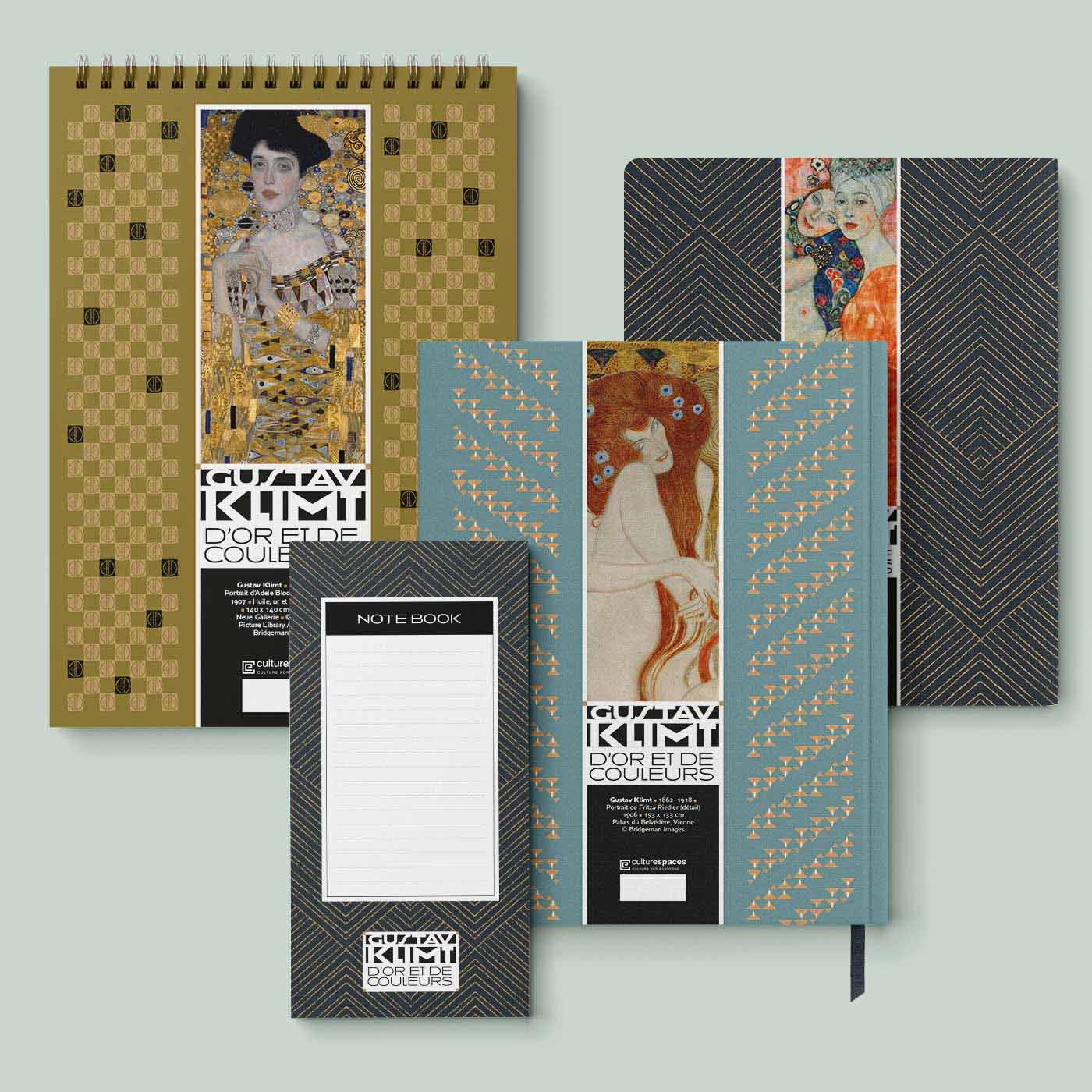 Création papeterie Klimt : cahiers, notebook, carnet à spirales